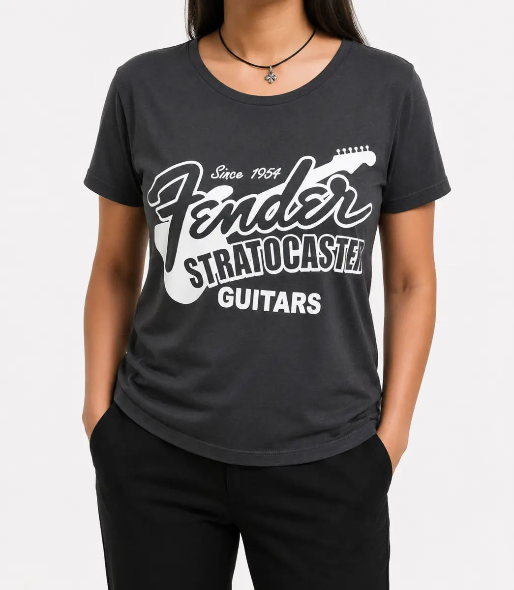Camiseta negra estampada de Fender
