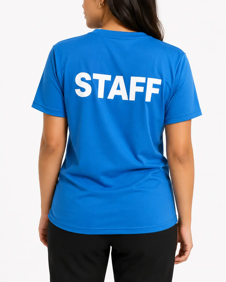 Camiseta azul personalizada para staff