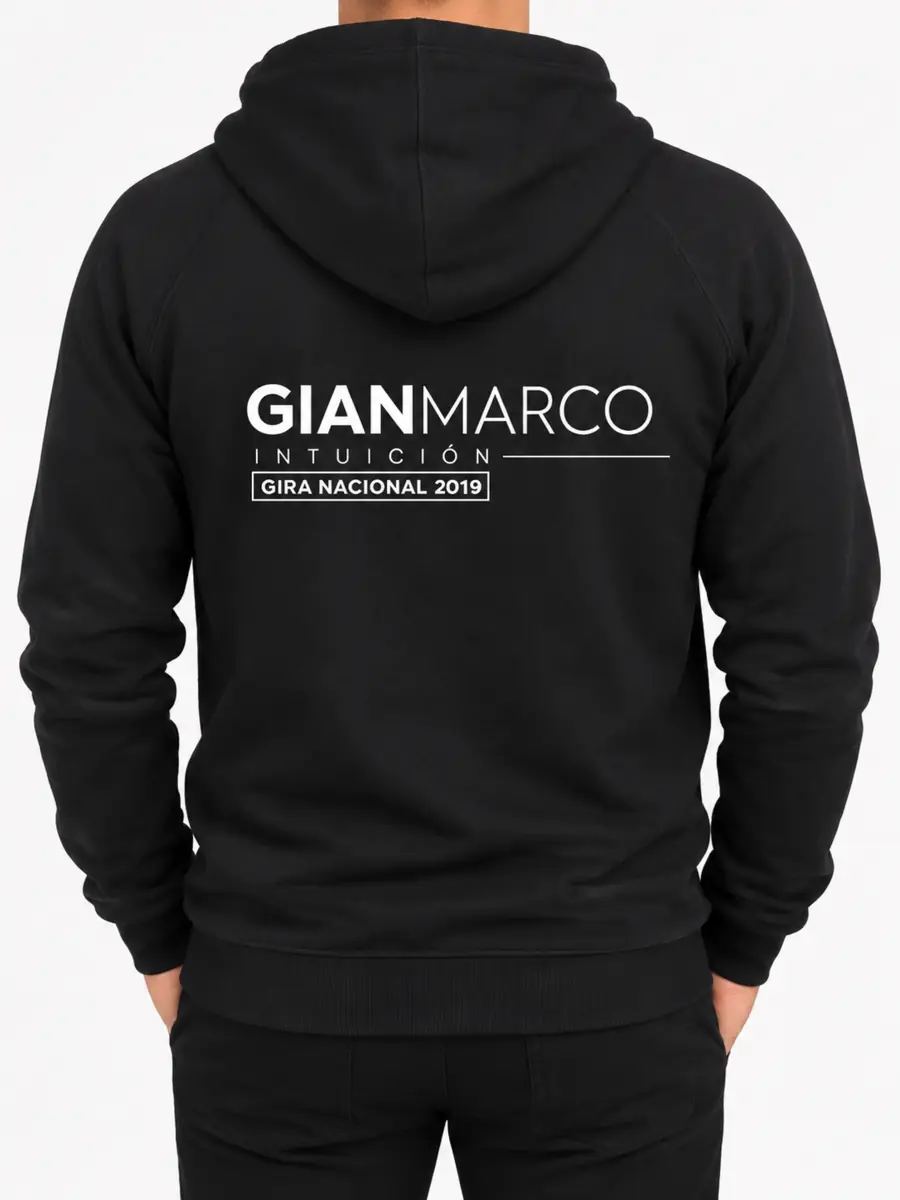 Hoodie negro personalizado para gira de Gian Marco