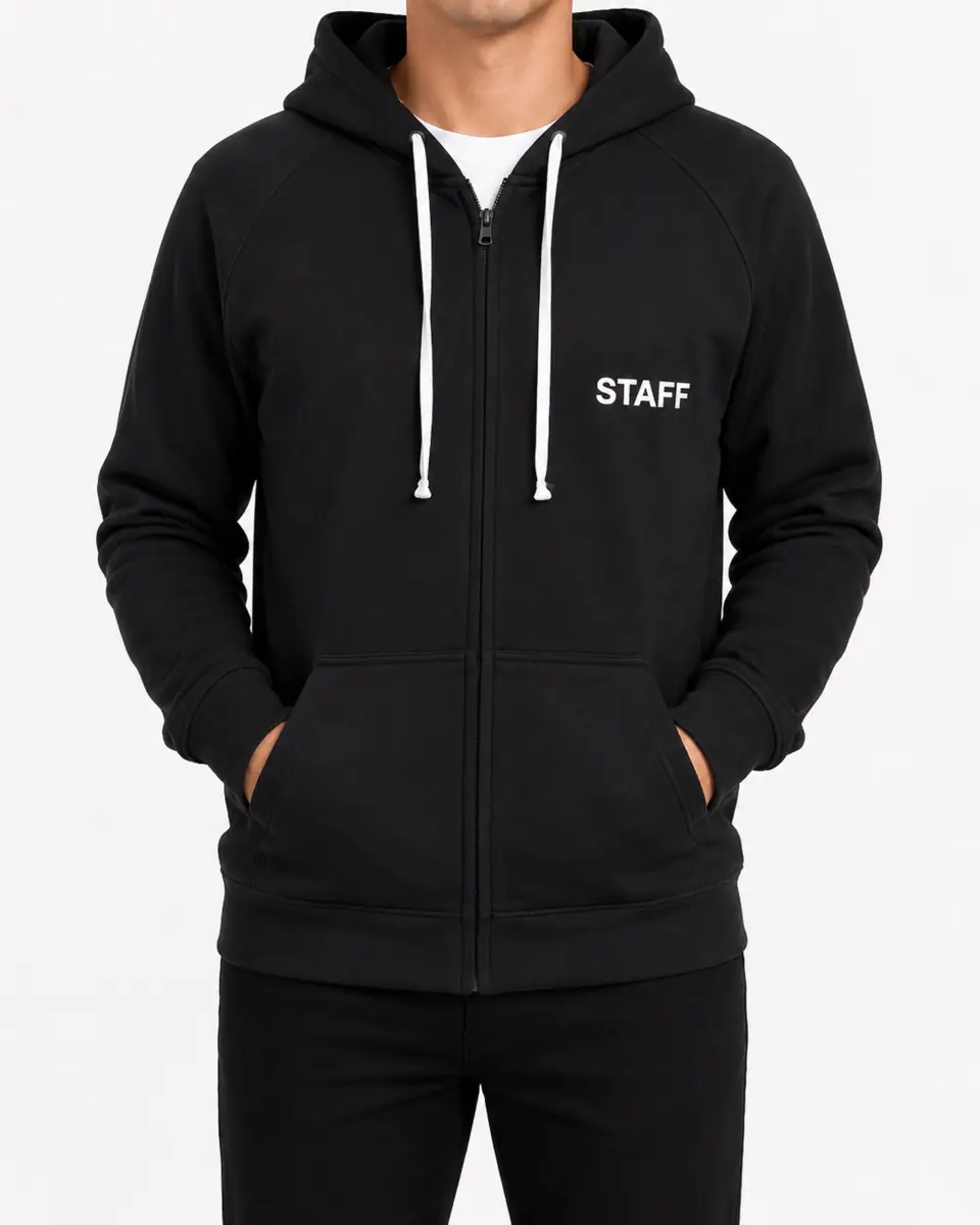 Hoodie negro personalizado para staff