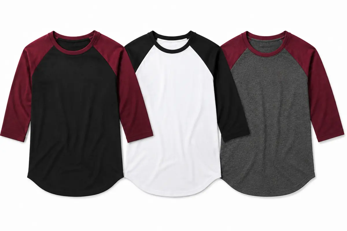 Camisetas raglán de manga tres cuartos