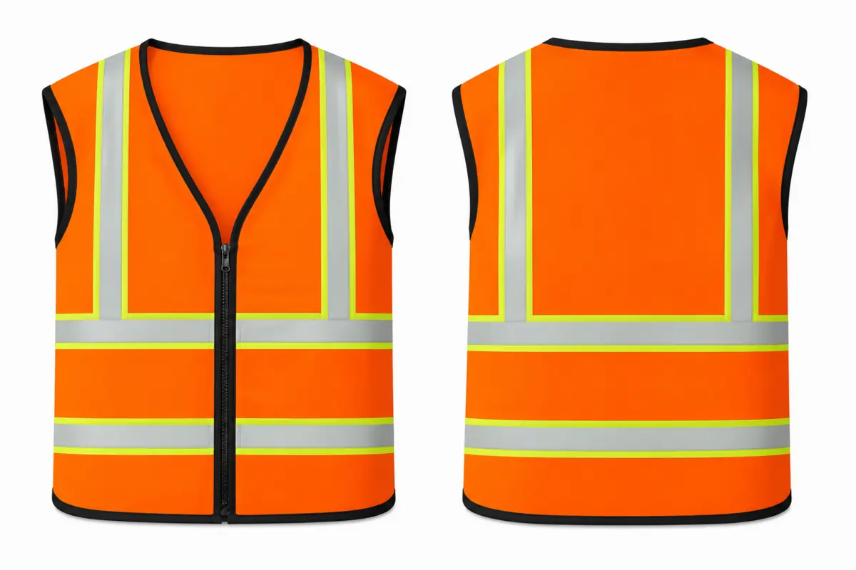 Chaleco naranja de alta visibilidad con cintas reflectivas