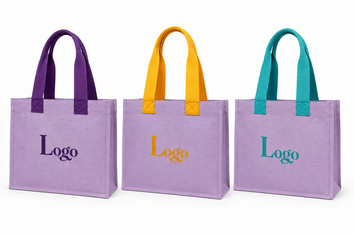 Bolsas bicolor en morado, amarillo y turquesa