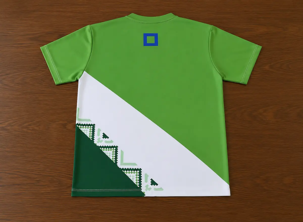 Camiseta verde de Interbank vista desde la espalda