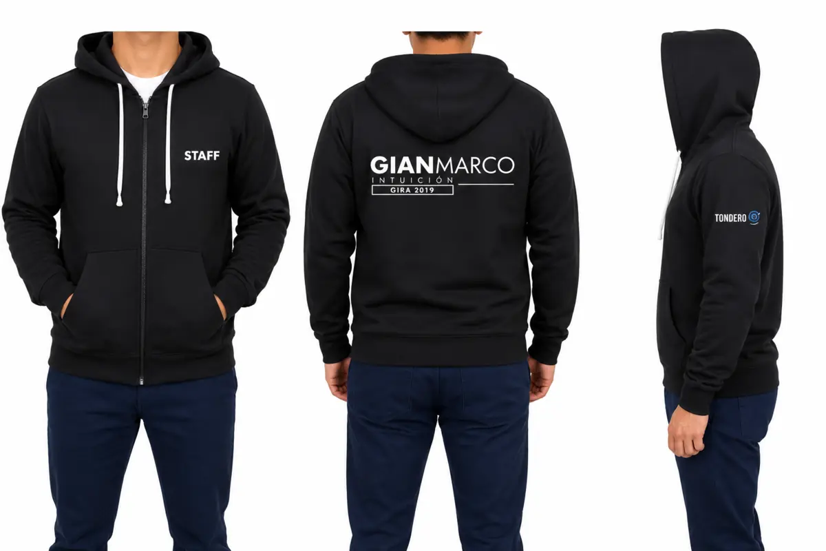 Hoodies negros personalizados para staff y producción